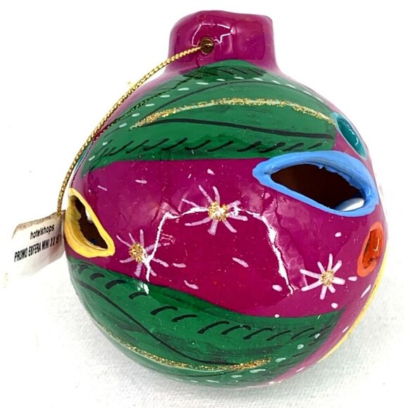 Talavera Hand Painted Christmas Ornaments Round Cut Out Luminaries Lot of 6 NOS - Picture 9 of 16